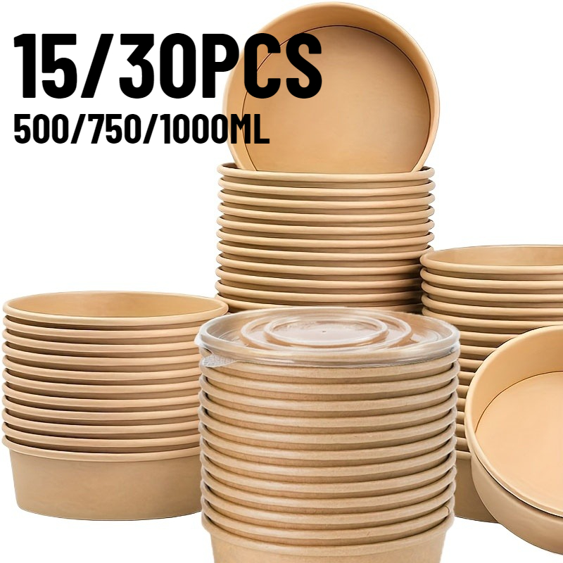 Meal Prep Bowl - 15/30 pçs tigelas de papel kraft