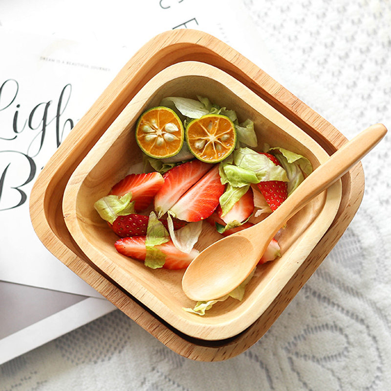 Square Wood Bowl for Fruit Sal - Meal Prep Bowl avaliação e preço