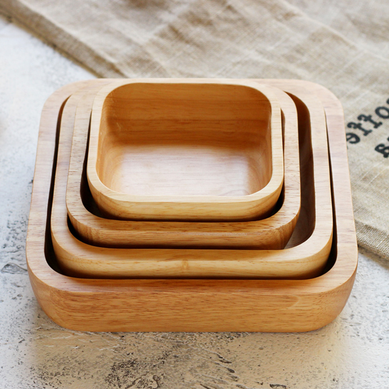 Square Wood Bowl for Fruit Sal - Meal Prep Bowl avaliação e preço